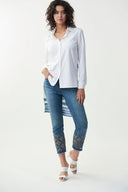 Joseph Ribkoff Vanilla/Multi High-Low Blouse Style 221237 - Main Image