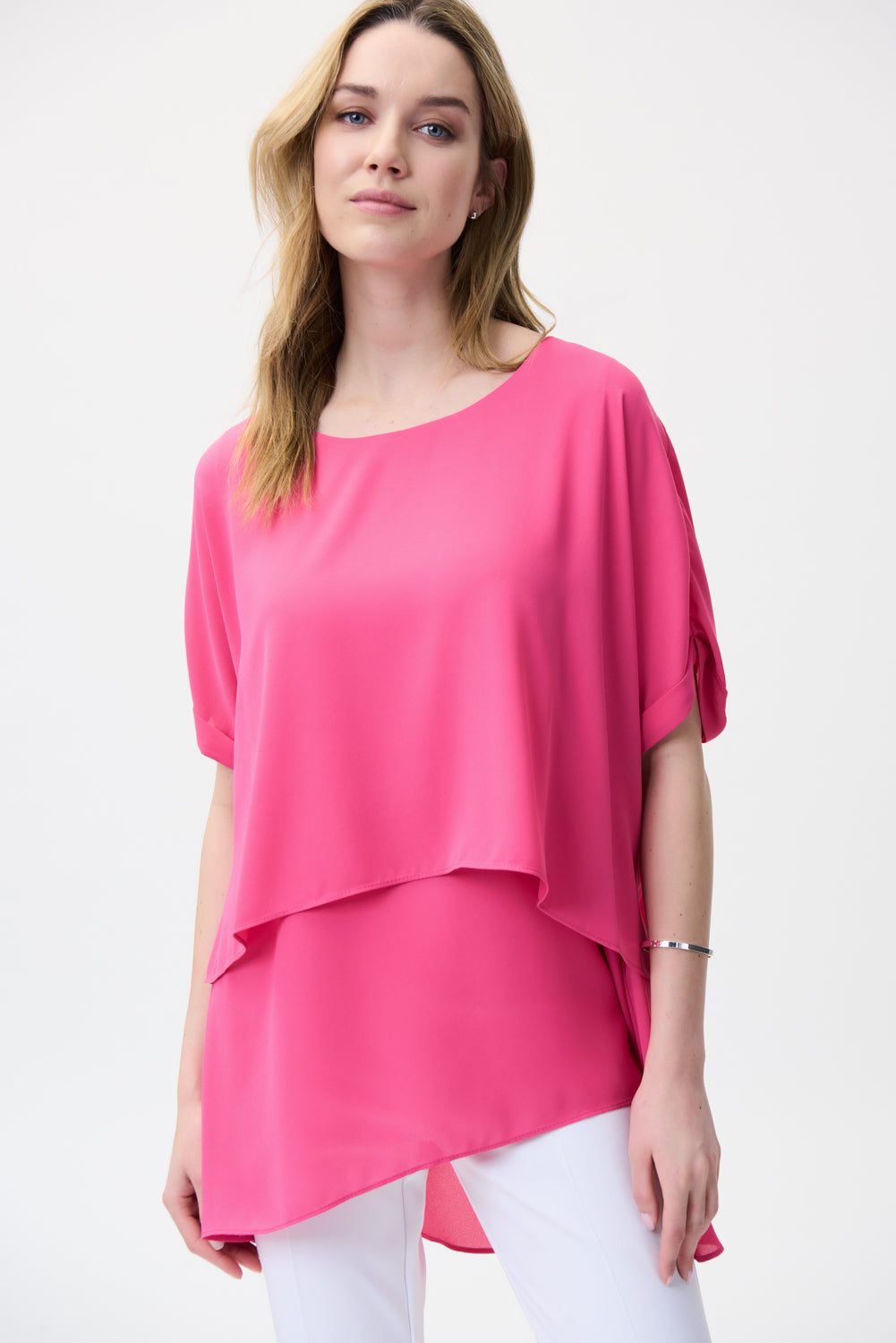 Joseph Ribkoff Raspberry Sorbet Tiered Top Style 221255 – Luxetire