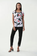 Joseph Ribkoff Vanilla-Multi Abstract Print Top Style 221264