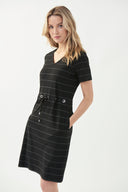 Joseph Ribkoff Black-Vanilla V-Neck Dress Style 221272