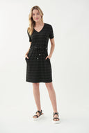 Joseph Ribkoff Black/Vanilla V-Neck Dress Style 221272 - Main Image