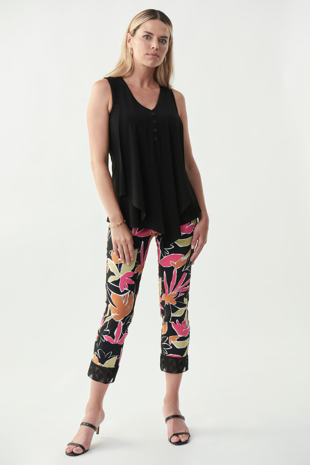 Joseph Ribkoff Black/Multi Floral Print Pants Style 221319 - Main Image