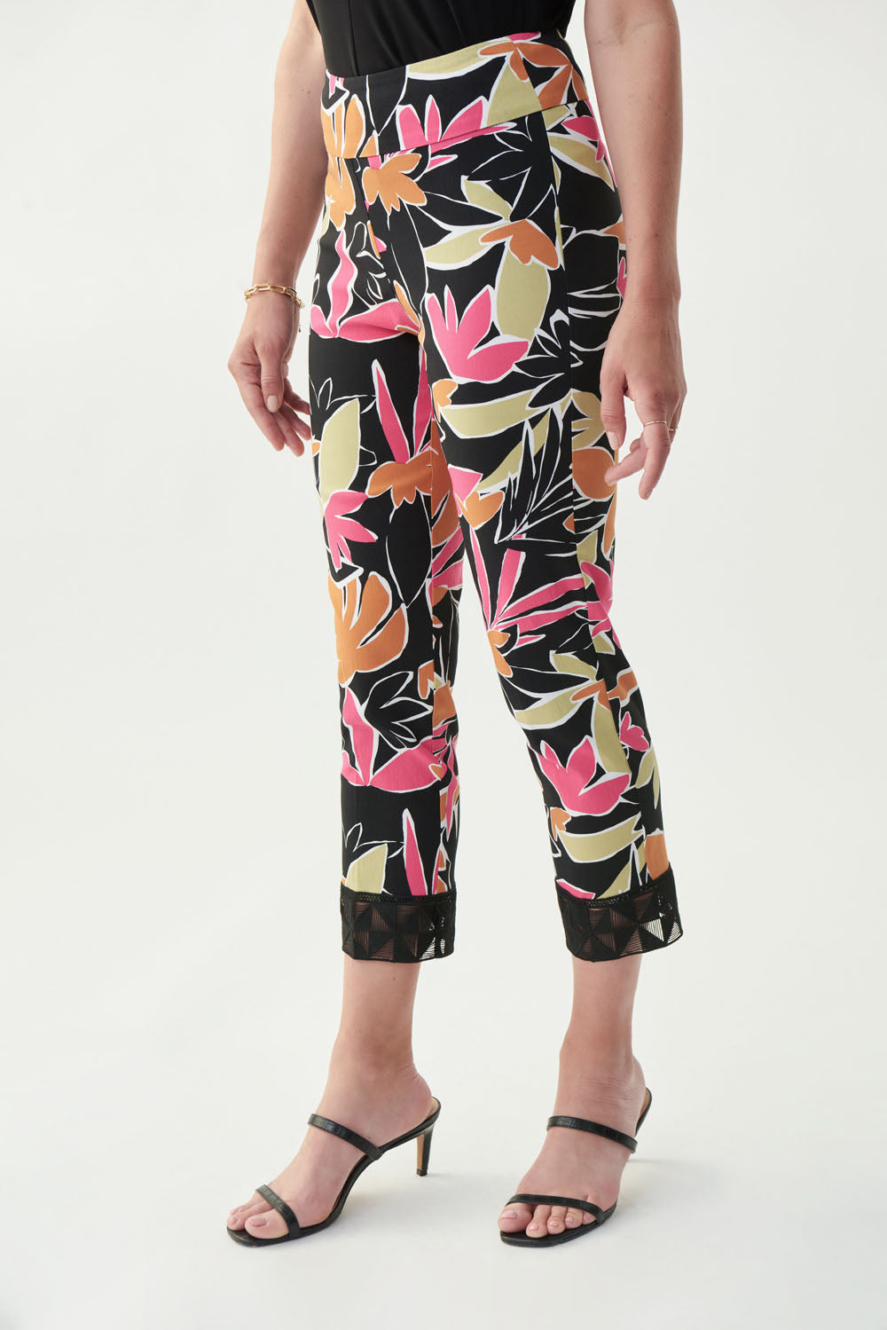 Joseph Ribkoff Black-Multi Floral Print Pants Style 221319