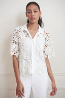 Joseph Ribkoff Vanilla Crochet Blouse Style 221328