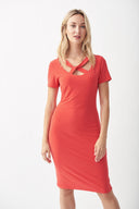 Joseph Ribkoff Lacquer Red Dress Style 221350 - Main Image