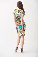 Joseph Ribkoff Vanilla-Multi Mixed Print Dress Style 221376