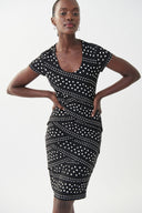 Joseph Ribkoff Black-Vanilla Polka Dot Dress Style 222015