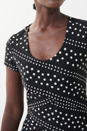 Joseph Ribkoff Black-Vanilla Polka Dot Dress Style 222015