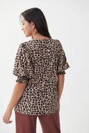 Joseph Ribkoff Beige-Black Leopard Print Top Style 222035