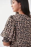 Joseph Ribkoff Beige-Black Leopard Print Top Style 222035