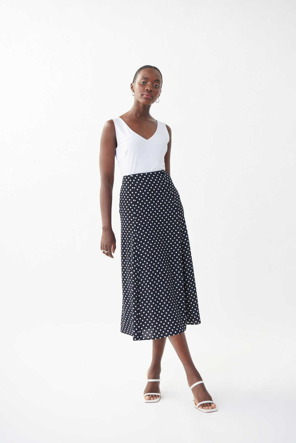 Joseph Ribkoff Midnight Blue/Vanilla Polka Dot Skirt Style 222962 - Main Image