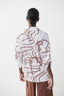 Joseph Ribkoff Vanilla-Brown Printed Blouse Style 222070