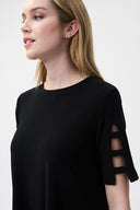 Joseph Ribkoff Black Cut-Out Sleeve Top Style 222079