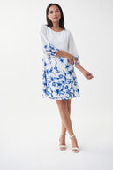 Joseph Ribkoff Vanilla/Multi Bell Sleeve Dress Style 222107 - Main Image