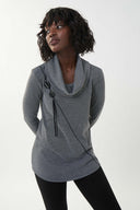 Joseph Ribkoff Grey-Black Shawl Collar Tunic Style 223053