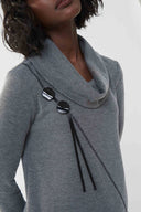 Joseph Ribkoff Grey-Black Shawl Collar Tunic Style 223053