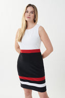 Joseph Ribkoff Black-White-Red Sleeveless Dress Style 223060