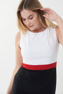 Joseph Ribkoff Black-White-Red Sleeveless Dress Style 223060