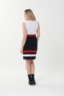 Joseph Ribkoff Black-White-Red Sleeveless Dress Style 223060