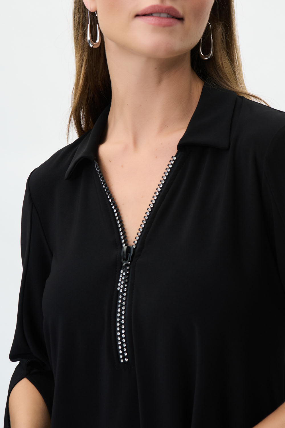 Joseph Ribkoff Black Rhinestone Trim Tunic Style 223120