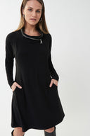 Joseph Ribkoff Black Zip Accent Dress Style 223135