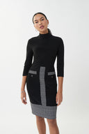 Joseph Ribkoff Black-White-Silver Dress Style 223267