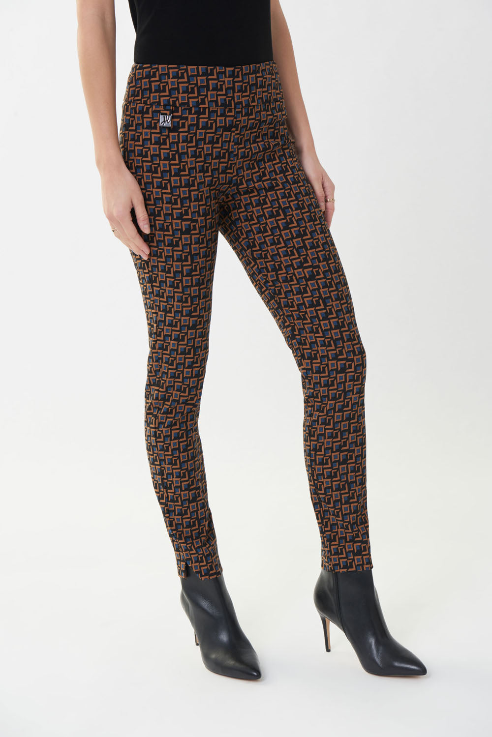 Joseph Ribkoff Black-Multi Geo Print Pants Style 223274