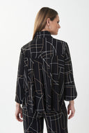 Joseph Ribkoff Black-Multi Abstract Print Jacket Style 223276