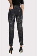 Frank Lyman Black/Camel Print Reversible Denim Jean Pants Style 223441U