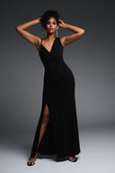 Joseph Ribkoff Black Ruched Gown Style 223714