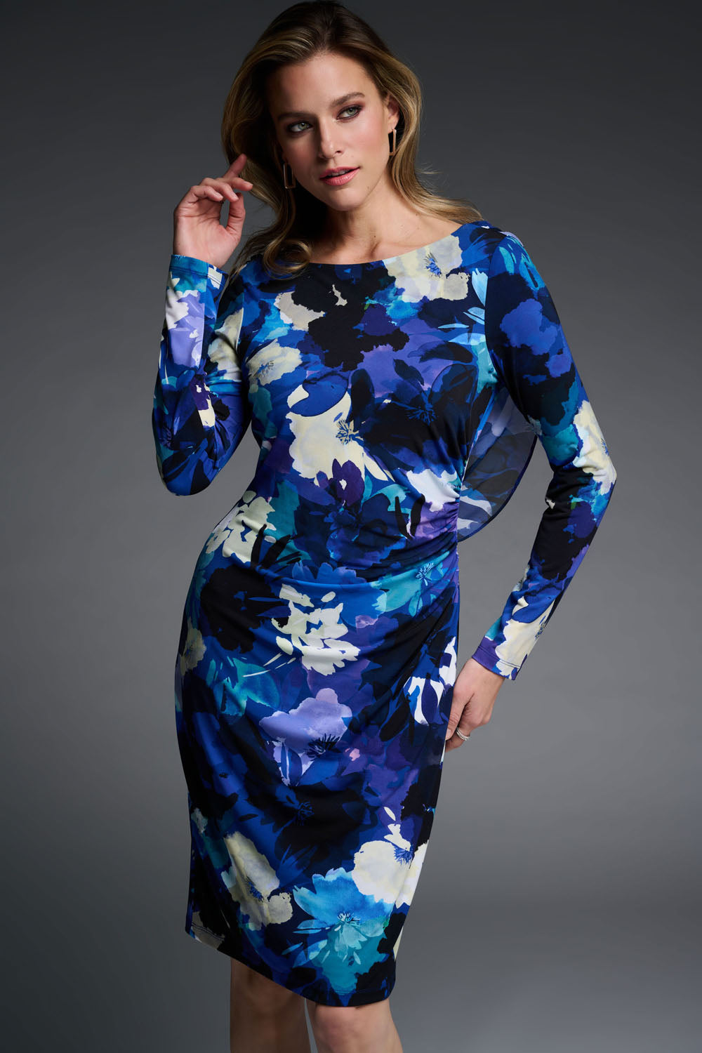Joseph Ribkoff Black-Multi Floral Print Dress Style 223731