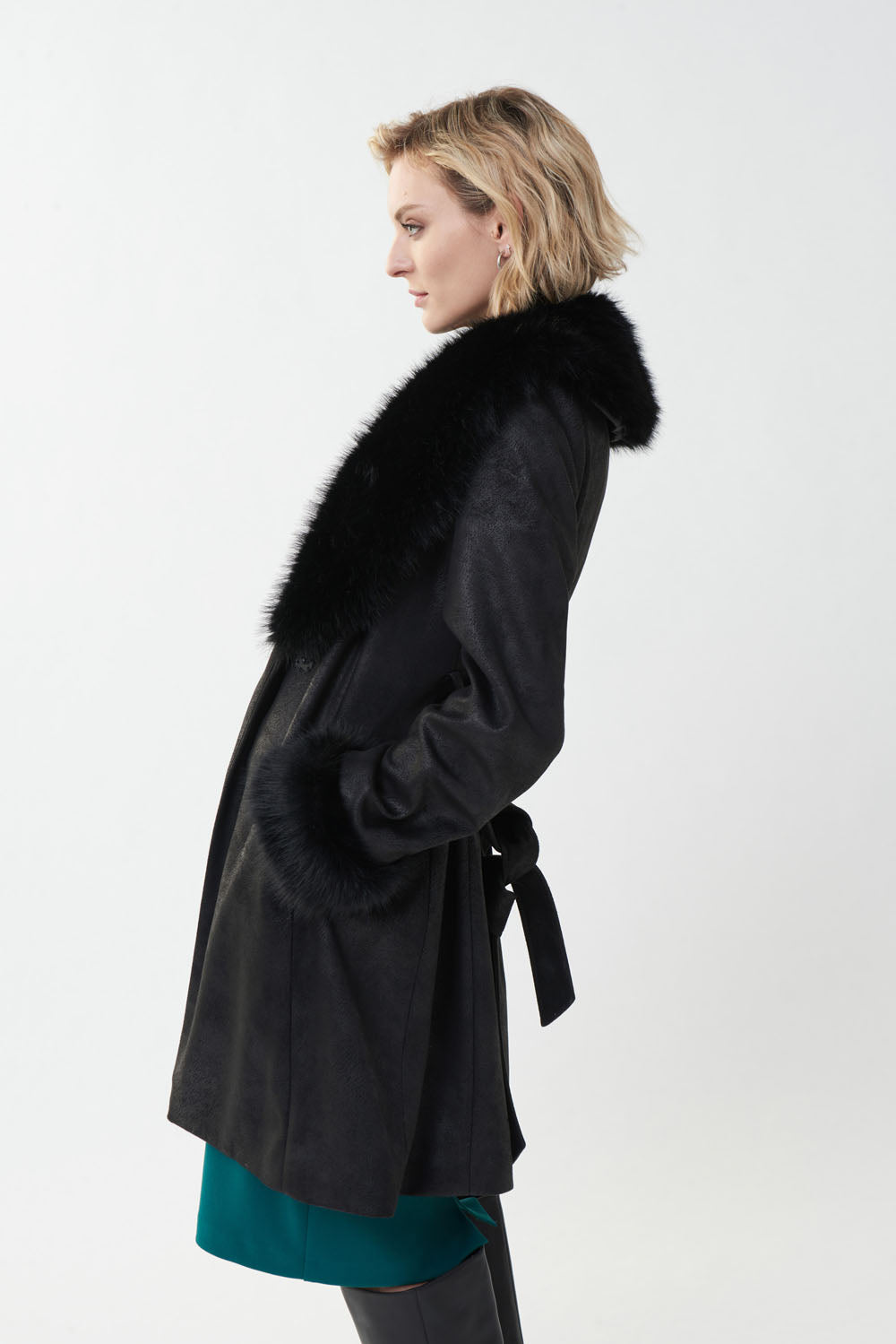 Joseph Ribkoff Black Faux Coat Style 223918