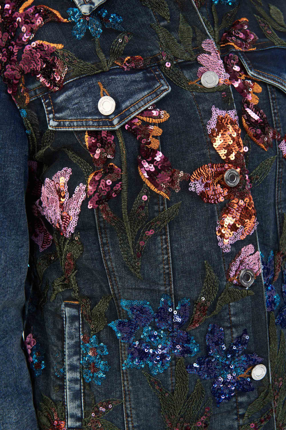 Joseph Ribkoff Pearl Detail Jean Jacket in Blue