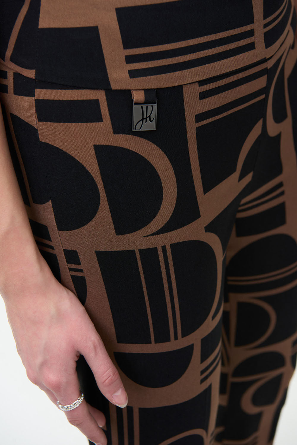 Joseph Ribkoff Nutmeg-Black Abstract Print Pants Style 224246
