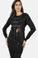 Frank Lyman Black/Gold Knit Top Style 224512U