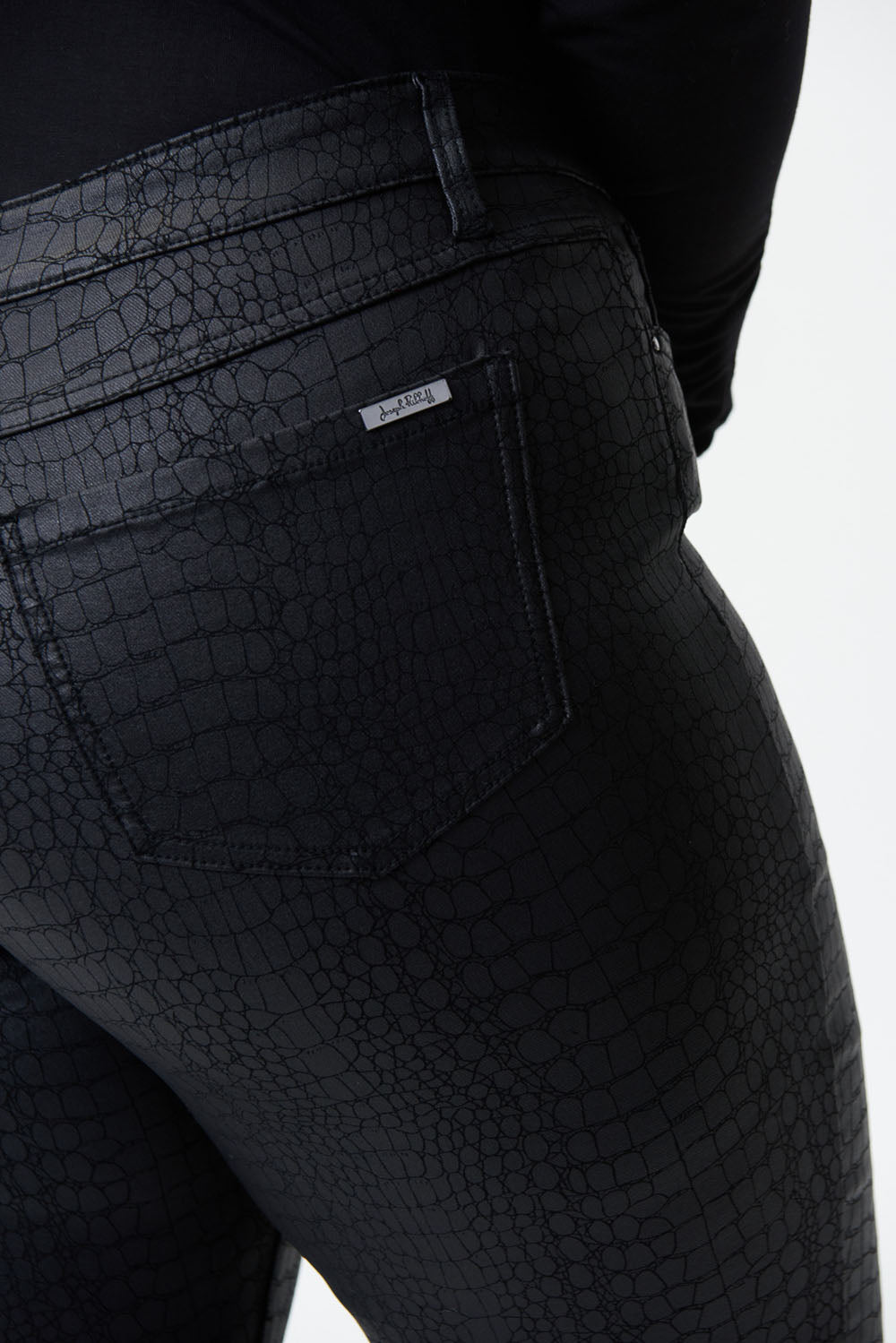 Joseph Ribkoff Black Croc Print Pants Style 224943