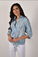 Frank Lyman Light Denim Blouse Style 226149-FL