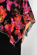 Frank Lyman Black/Fuchsia Floral Print Dress Style 227171