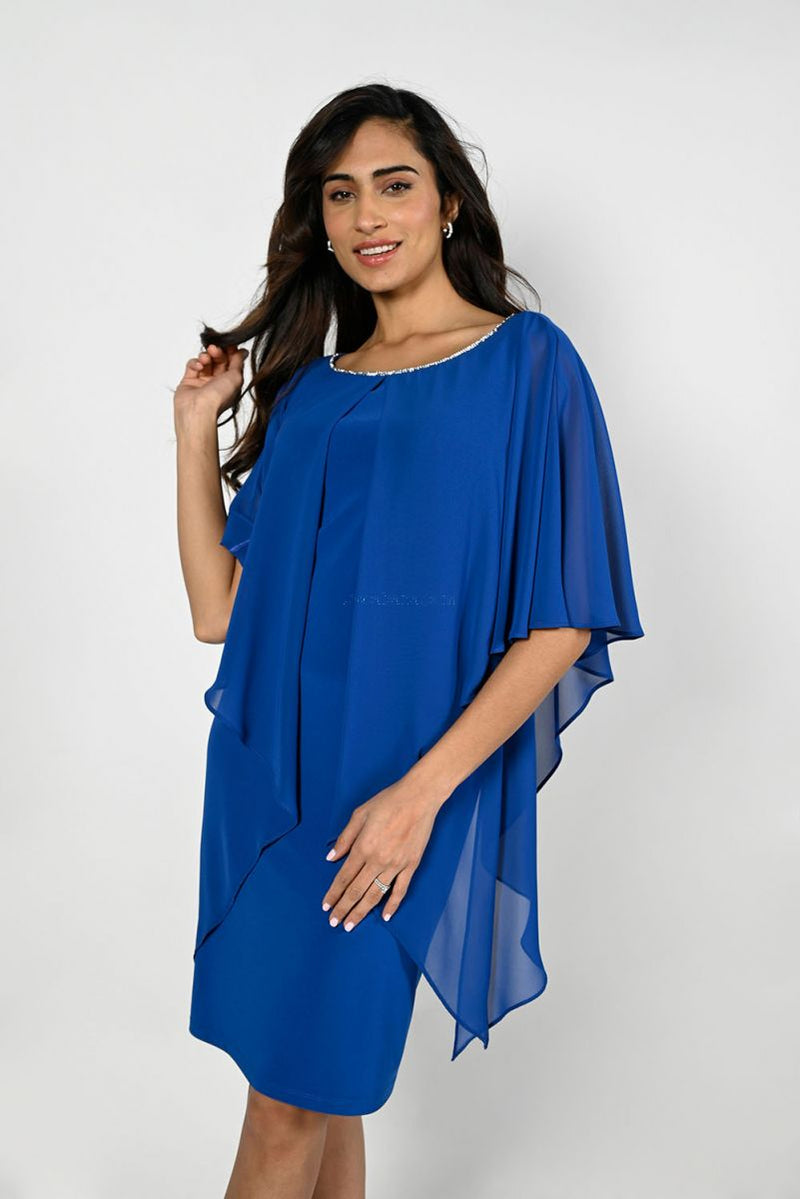 Frank Lyman Blue Dress with Chiffon Overlay Style 229126 – Luxetire