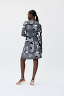 Joseph Ribkoff Vanilla-Black Geometric Print Dress Style 231020