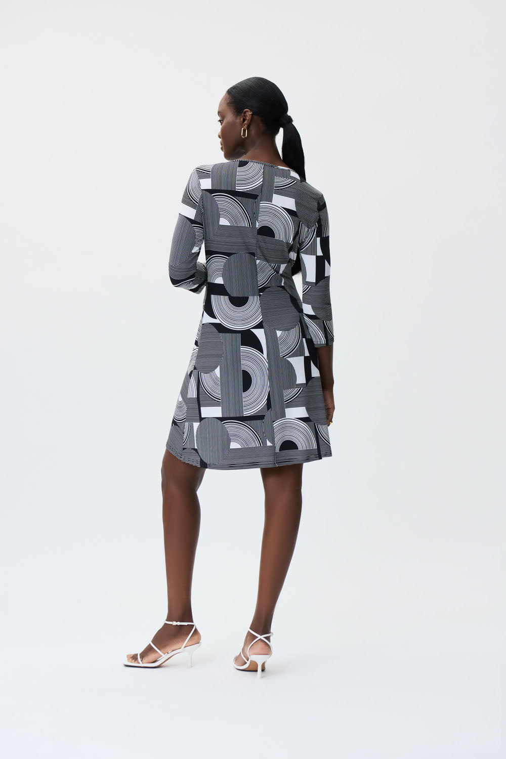 Joseph Ribkoff Vanilla/Black Geometric Print Dress Style 231020