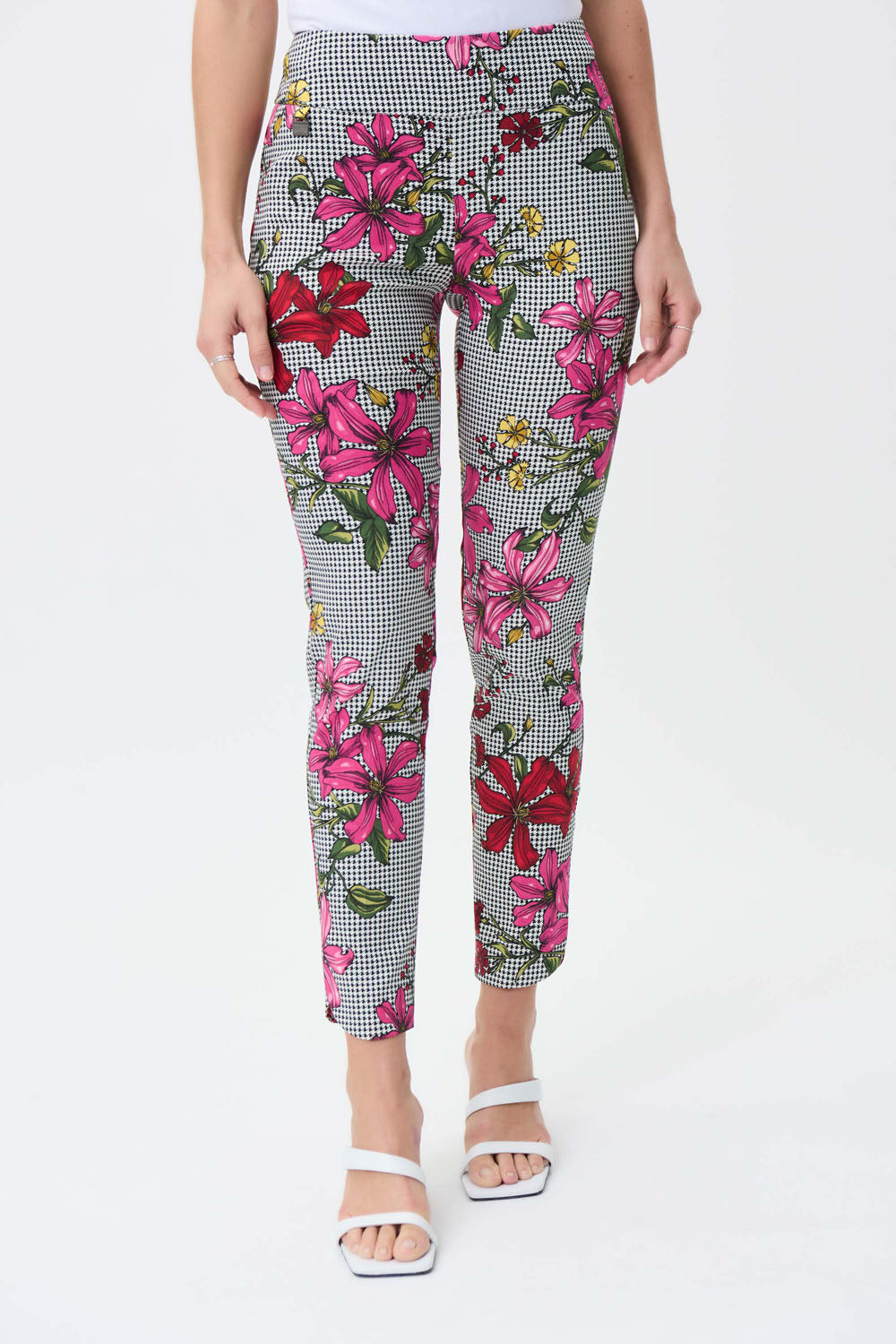 Hobbs Palmer Floral Print Trousers, Green/Ivory at John Lewis & Partners