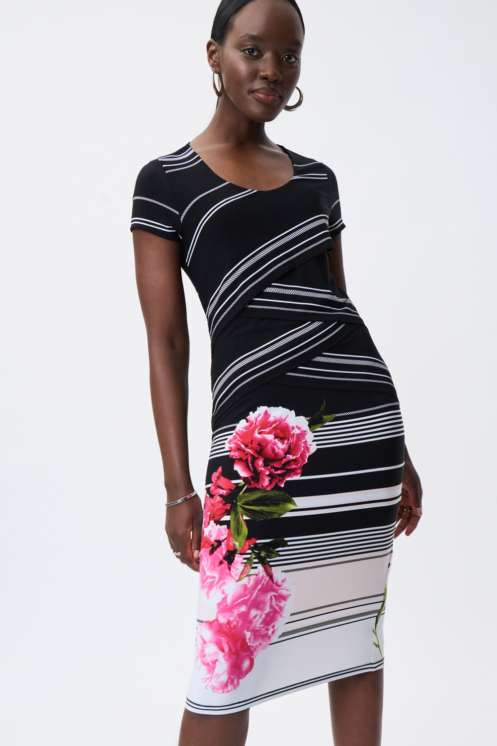 Joseph Ribkoff Black-Multi Floral Print Dress Style 231073