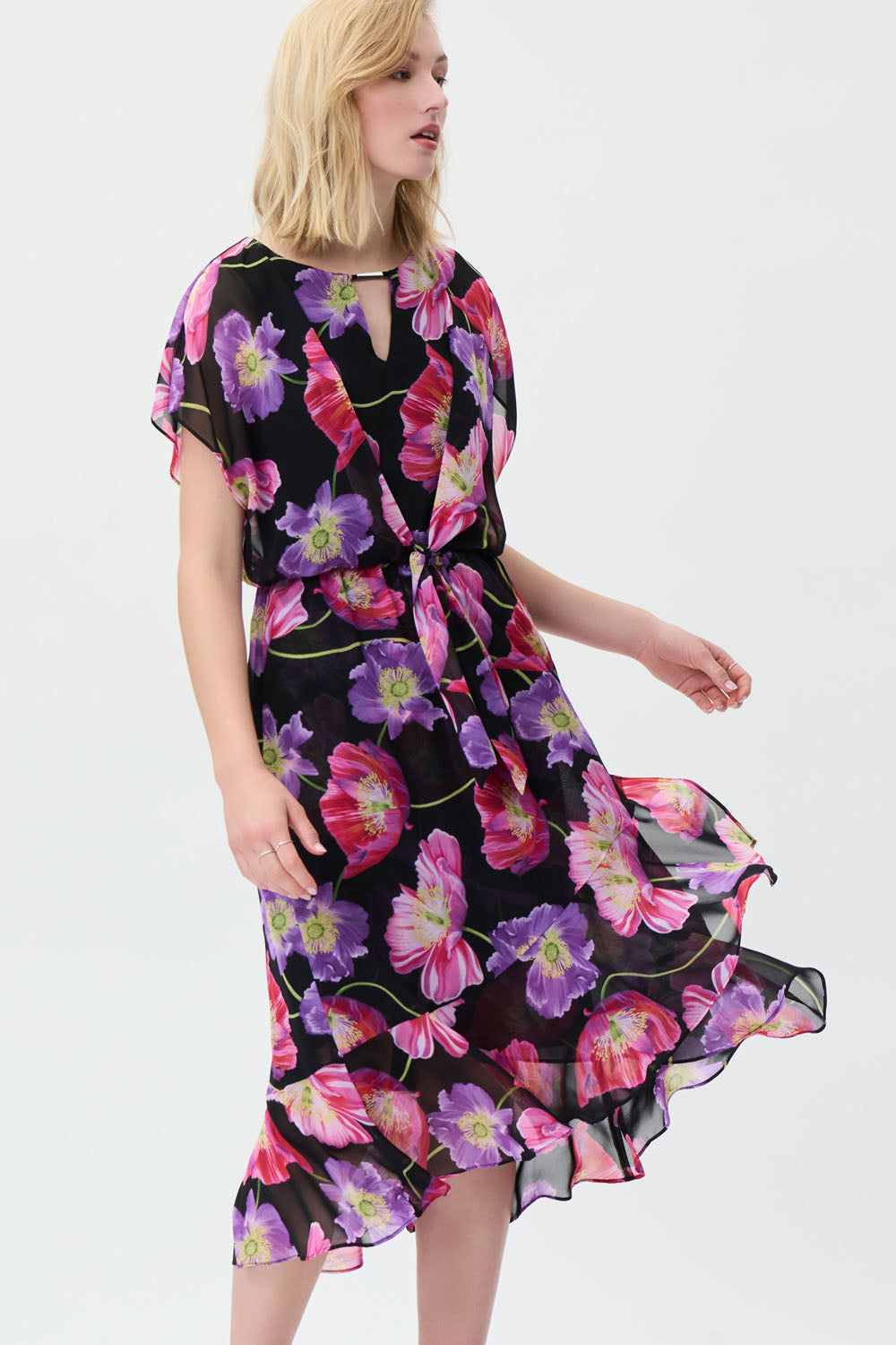 Joseph Ribkoff Black-Multi Floral Print Dress Style 231106