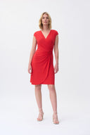 Joseph Ribkoff Magma Red Sleeveless Wrap Dress Style 231138