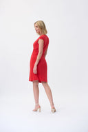 Joseph Ribkoff Magma Red Sleeveless Wrap Dress Style 231138