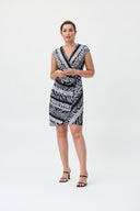 Joseph Ribkoff Black-Vanilla Wrap Dress Style 231159