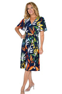 Frank Lyman Navy/Orange Knit Wrap Dress Style 231233