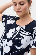 Joseph Ribkoff Midnight Blue-Vanilla Flower Print Top Style 231262