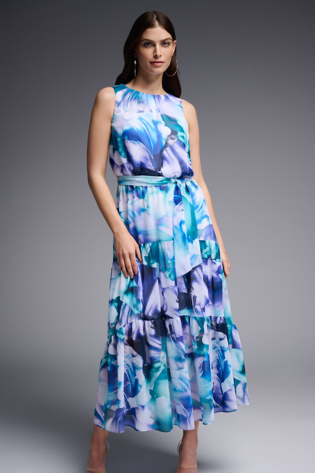 Joseph Ribkoff Vanilla-Multi Sleeveless Maxi Dress Style 231716